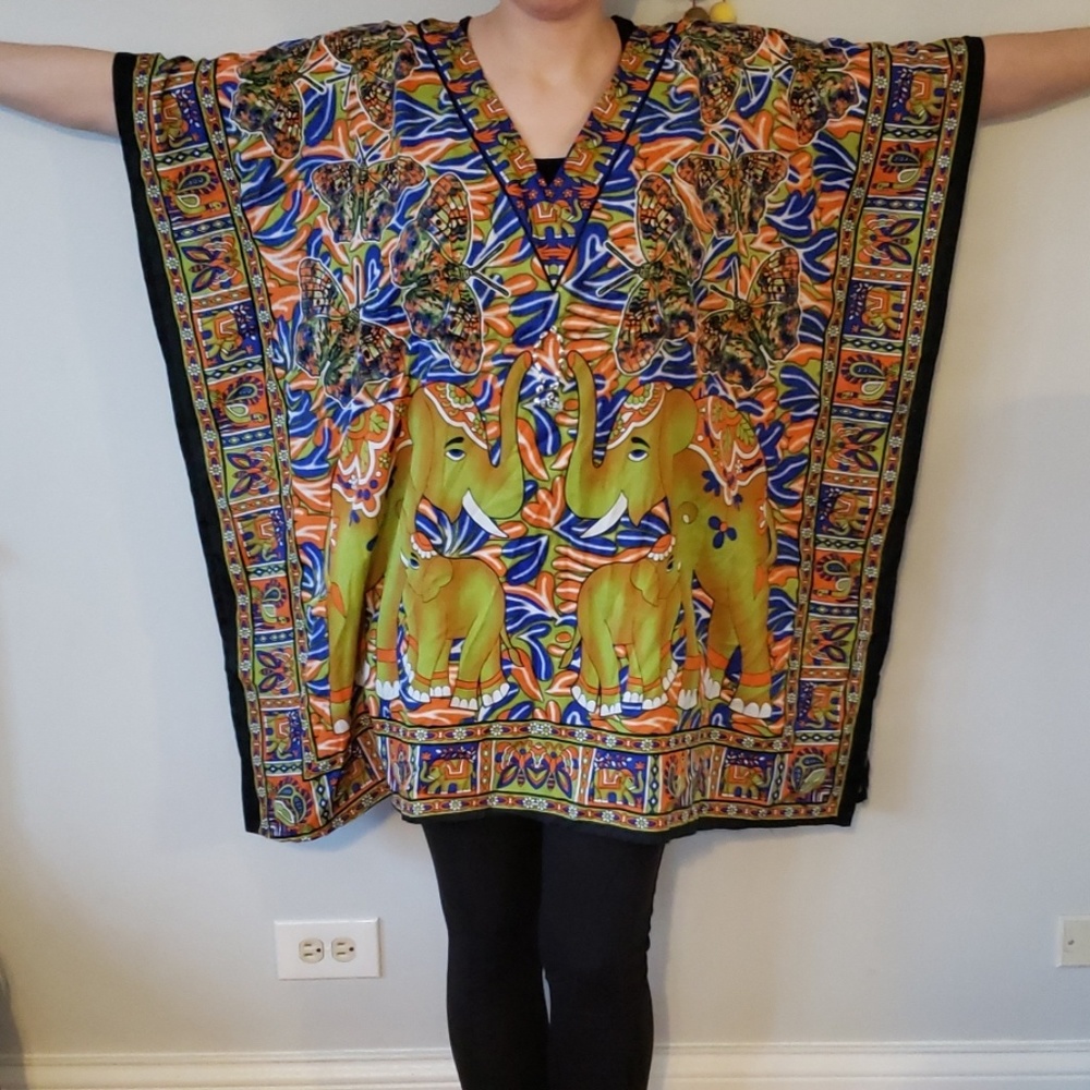 Scarf shirt tunic unique colorful elephants
